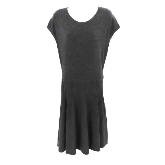 LOFT Ann Taylor Womens Medium Gray Wool Blend Knit Sweater Dress Pullover Zipper - Picture 1 of 8